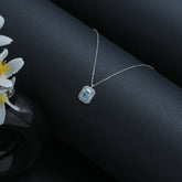 Blue Solitaire  Princess Pendant Chain For Women